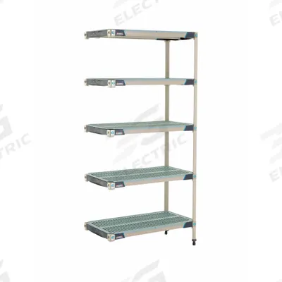 METRO Plastic Industrial Shelving: 18 in x 36 in, 74 in Overall Ht, 5 Shelves - Harsh-Environment Antimicrobial Stationary Plastic Shelving