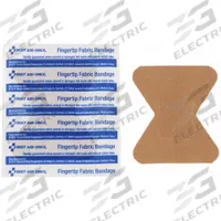 FIRST AID ONLY Adhesive Bandage: Fingertip Bandages, 1 3/4 in Wd, 2 in Lg, Not Metal Detectable (MPN FAE-3006). Key specifications — Product Type: Fingertip Bandages; Unitized: Unitized; Water Resistance: Not Water Resistant; Brand: FIRST AID ONLY; Latex Content: Latex Free; Metal Detectable: Not Metal Detectable; Package Type: Box; Manufacturer Part Number: FAE-3006.