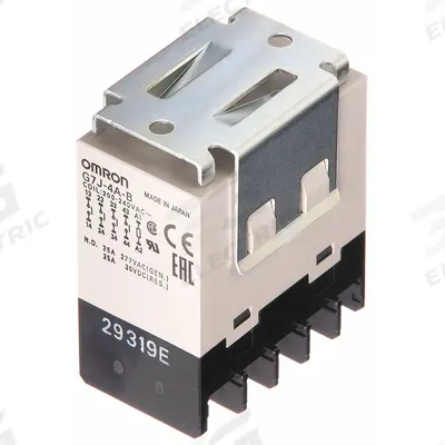OMRON Enclosed Power Relay: Bracket Mounted, 25 A Current Rating, 200/240V AC - Bracket-Mounted Relays