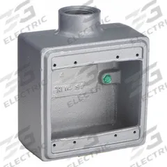APPLETON ELECTRIC Electrical Box: Iron, Rectangular, 2 Gangs, 1 in Hub Size, 45 cu in Capacity, Gray (MPN FD-2-100). Key specifications — Color: Gray; Brand: APPLETON ELECTRIC.