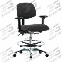 ESD Task Chair: Fabric, Arms Included, Ht Range 21 1/2 in to 29 in, 18 1/2 in Seat Wd, 17 in Seat Dp (MPN BR-ESD-FMBCH-CR-T0-A1-CF-EC-ESDBLK). Key specifications — Foot Support: Yes; Back Tilt Backward: 13.5°; Back Tilt Forward: 10.5°; Base Material: Aluminum; Brand: APPROVED VENDOR; Product Type: ESD Task Chair; ESD-Safe: ESD-Safe.