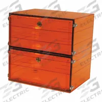 Acrylic Desiccator with Gas Port: Rectangular, 0.88 cu ft Capacity, Acrylic, 18 in Overall Wd (MPN 862-CGA/NS). Key specifications — Includes: Built-In Hygrometer; Material: Acrylic; Brand: PLAS-LABS; Desiccator Shape: Rectangular.