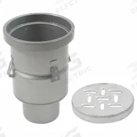 BLUCHER Floor Drain: 8 in Overall Dia, 3 in Nominal Pipe Size, No Hub, Stainless Steel, Slotted (MPN BFD-413). Key specifications — Color: Silver; Connection Type: No Hub; Brand: BLUCHER.