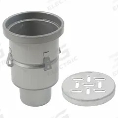 BLUCHER Floor Drain: 8 in Overall Dia, 3 in Nominal Pipe Size, No Hub, Stainless Steel, Slotted (MPN BFD-413). Key specifications — Color: Silver; Connection Type: No Hub; Brand: BLUCHER.