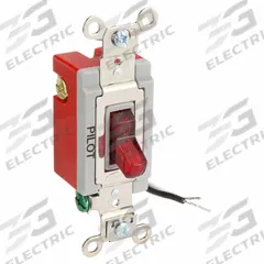 BRYANT Wall Switch: Toggle Switch, 3-Way, Maintained, Red, 120V AC, 20 A (MPN 4903PLR120). Key specifications — Illuminated: No.