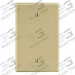 HUBBELL Wall Plate: Blank, 1 Gang, Ivory, Midsize Size (MPN PJ13I). Key specifications — Brand: HUBBELL; Material: Polycarbonate.