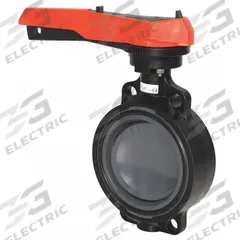 GEORG FISCHER Butterfly Valve: 4 in Pipe Size, Concentric, 145 psi Max. Pressure (CWP), Wafer, PVC (MPN 161567005). Key specifications — Brand: GEORG FISCHER; Handle Type: Lever; Disc Material: PVC.