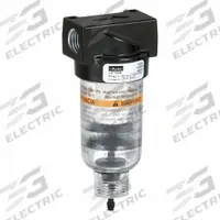 PARKER Filter: Particulate, 1/4 in NPT, 5 micron, 24 scfm, 150 psig Max Op Pressure, Plastic Bowl (MPN 14F15BB). Key specifications — attr110055: 14; attr110024: Auto Pulse Drain; attr110008: PARKER.