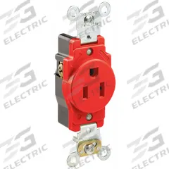 LEVITON Receptacle: Single, 5-15, Red, 125V AC, 15 A, 2 Pole / 3 Wire (MPN 5261-R)