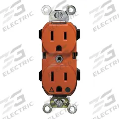 LEVITON Receptacle: Duplex, 5-20, Orange, 125V AC, 20 A, 2 Pole / 3 Wire (MPN 5362-IG)