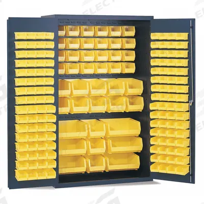 VALLEY CRAFT Bin and Shelf Cabinet: 48 in x 24 in 78 in, 0 Shelves, 147 Bins, Yellow - Standard Bin Cabinets