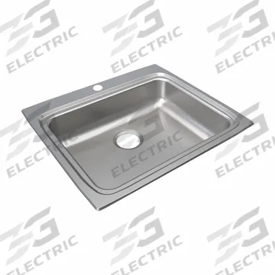 JUST MANUFACTURING Bowl Drop-In Sink: 25 in Overall Lg, 22 in Overall Wd, 5 1/2 in Bowl Dp - One-Bowl Counter-Mounted Kitchen & Bar Sinks without Faucets