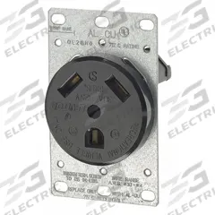 LEVITON Receptacle: Single, TT-30, Black, 125V AC, 30 A, 2 Pole / 3 Wire (MPN 7313-S00)