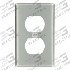 LEVITON Wall Plate: Duplex Outlet, 1 Gang, Std Size (MPN 83003). Key specifications — Brand: LEVITON; Material: Aluminum.