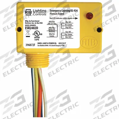 RIB Enclosed Pre-Wired Relay: 10 A Rating, DPDT - Emergency Lighting Bypass/Shunt Relays