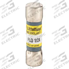 LITTELFUSE Fuse: FLQ Series, Midget, Time-Delay, 500 mA, 500 V AC, 300 V DC, 13/32 in x 1 1/2 in (MPN FLQ.500). Key specifications — Series: FLQ; Brand: LITTELFUSE.