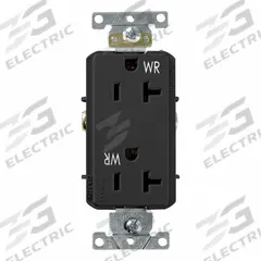 LEVITON Decora Plus Duplex Receptacle Outlet: Duplex, 5-20, Black, 125V AC, 20 A, 2 Pole / 3 Wire (MPN WDR20-E)