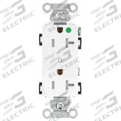 BRYANT Receptacle: Hospital Grade Fed. Spec., Duplex, 5-20R, White, 125V AC, 20 A, 2 Pole / 3 Wire (MPN 8300HBWTR)