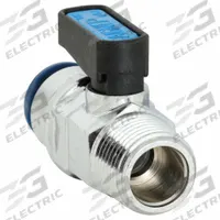AIGNEP USA Manual Two-Way Ball Valve: 3/8 in, Nickel-Chrome Plated Brass, Straight, MNPT x Push (MPN 86330-06-06). Key specifications — Brand: AIGNEP USA; Handle: Wedge.