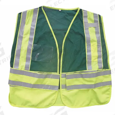 APPROVED VENDOR Public Safety Reflective Vest: Green, Polyester, Zipper - No Legend Safety Vest