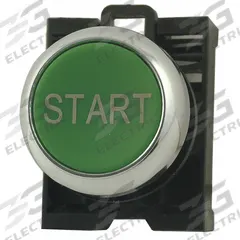 EATON Extended Push Button: Green, 22 mm Mounting Size, Metallic, Momentary (MPN M22M-DH-G-GB1). Key specifications — Brand: EATON; Action: Momentary; Legend: I; Series: M22; Push Button Material Type: Metallic.