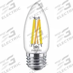 PHILIPS Compact LED Bulb: Medium Screw (E26), LED, (B) Bullet, B11, 5 W Watt, 2200K/2700K, Clear (MPN 5B11/PER/UD/CL/G/E26/WGD 6/3PF T20). Key specifications — attr233510: B11; attr233525: 120V AC; attr233549: Clear; attr518949: 2200K; attr239859: PHILIPS.