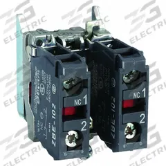 SCHNEIDER Contact Block: 22 mm Panel Mounting Size, 2NC, Momentary, ZB4 Series (MPN ZB4BZ104). Key specifications — Switch Action: Momentary; Terminal Connection Type: Screw Clamp Terminals; Brand: SCHNEIDER; Compatible with Series: ZB4.
