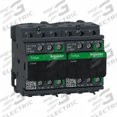 SCHNEIDER IEC Magnetic Contactor: Reversing, 3 Poles, 3NO Contacts, 18 A, 24V AC/48V AC Coil (MPN LC2D18BNE). Key specifications — Brand: SCHNEIDER; Integrated Surge Suppression: No; Nominal Coil Voltage @ 60Hz: 48V AC.