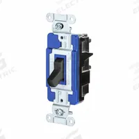 HUBBELL Wall Switch: Toggle Switch, Single Pole, Maintained, Black, 120/277V AC, 15 A (MPN CSB115STBK). Key specifications — Illuminated: No; Voltage Rating: 120/277V AC.