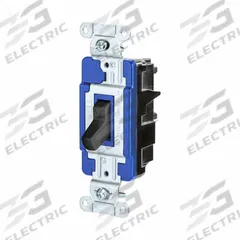 HUBBELL Wall Switch: Toggle Switch, Single Pole, Maintained, Black, 120/277V AC, 15 A (MPN CSB115STBK). Key specifications — Illuminated: No; Voltage Rating: 120/277V AC.
