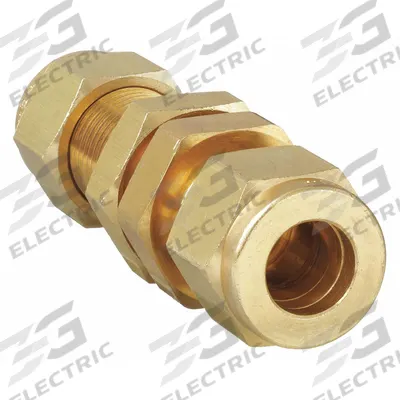 PARKER Compression Fitting Union: 3/8 in OD x 3/8 in OD Size, Compression x Compression - Double-Ferrule Brass Compression Fittings