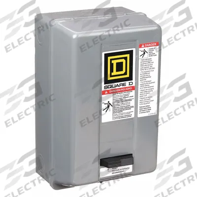 SQUARE D Magnetic Motor Starter: Non-Reversing, 2 Poles, NEMA Size 1, 27 A - Enclosed Non-Reversing Starters with Thermal Overloads