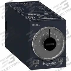 SCHNEIDER Time Delay Relay: Socket Mounted, 24V AC, 5 A, 8 Pins/Terminals, 0.1 sec – 100 hr (MPN REXL2TMB7). Key specifications — Brand: SCHNEIDER.