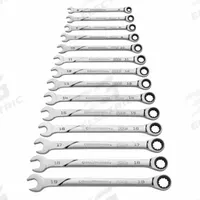 GEARWRENCH Combination Wrench Set: Alloy Steel, Chrome, 14 Tools, 6 mm to 19 mm Range of Head Sizes (MPN 86426). Key specifications — attr309581: Chrome; attr309580: Alloy Steel; attr309571: No; attr309583: No; attr309587: Yes; attr324931: GEARWRENCH; attr309569: 6 mm to 19 mm; attr309572: Storage Rack.