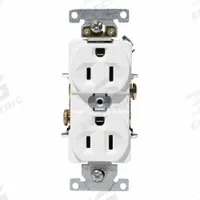 LEVITON Duplex Receptacle/Outlet, 15 Amp: Duplex, 5-15, White, 125V AC, 15 A, 2 Pole / 3 Wire (MPN C5262-W)