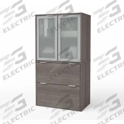 BESTAR Lateral File Cabinet: Bark Gray, 30 1/8 in Overall Wd, 18 1/4 in Overall Dp - i3 Plus Series