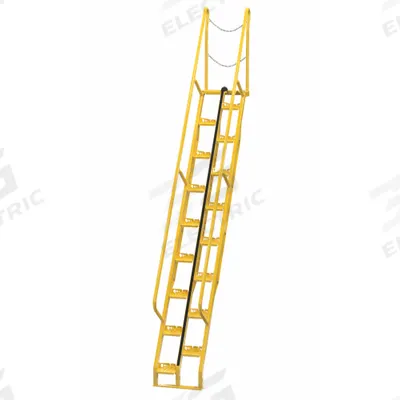 VESTIL Alternating Tread Stairs: 14.5 ft Overall Ht, Steel, 350 lb Load Capacity - Alternating-Tread Steel Stairs