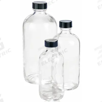 KIMBLE Wide Mouth Bottle: 250 mL, 58-400 mm, Colorless, 96 Bottles, 62 mm Body Dia - Clear Wide Mouth Round Glass Lab Bottles