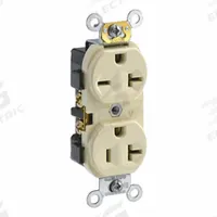 LEVITON Plugs and Receptacles: Duplex, 5-20, Ivory, 125/250V AC, 20 A, 2 Pole / 3 Wire (MPN 5842-I)