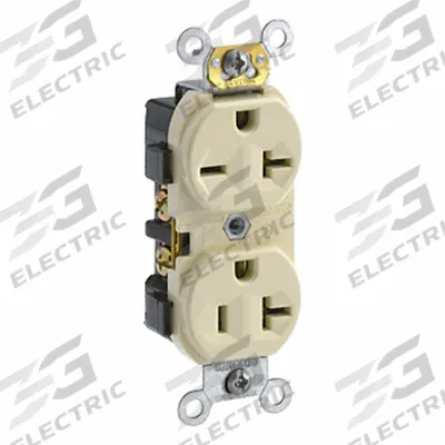 LEVITON Plugs and Receptacles: Duplex, 5-20, Ivory, 125/250V AC, 20 A - General Purpose Receptacles