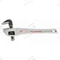 MILWAUKEE Offset Pipe Wrench: Aluminum, 2 in Jaw Capacity, Serrated, 14 in Overall Lg, Ergonomic (MPN 48-22-7184). Key specifications — attr309808: Ergonomic; attr309815: Aluminum; attr324941: MILWAUKEE.