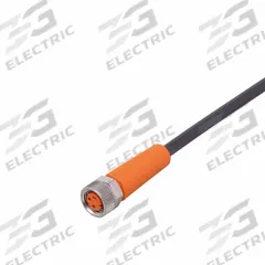 Cordset: M8 Female Straight X Bare Wire, 3 Pins, Black, PUR, 5 m Cable Lg, 22 AWG Wire Size (MPN EVC142). Key specifications — Cable Jacket Color: Black; End 1 Mounting Orientation: Straight; End 1 Gender: Female; End 1 Connection Type: M8; Cable Jacket Material: PUR; Brand: IFM; IP Rating: IP65; End 2 Connection Type: Bare Wire.