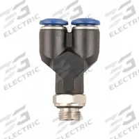 AIGNEP USA Push-Fit Wye Fitting: 5/16 in OD x 5/16 in OD x 1/8 in Pipe Size, Nylon, 47 mm Overall Lg (MPN 85320-05-06). Key specifications — Brand: AIGNEP USA; Thread Size A: 1/8".