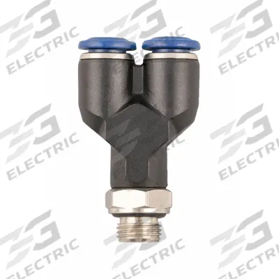 AIGNEP USA Push-Fit Wye Fitting: 5/16 in OD x 5/16 in OD x 1/8 in Pipe Size, Nylon - Nylon & Nickel-Plated Brass Tube Fittings