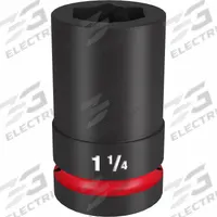 MILWAUKEE Deep Impact Socket: 1 in Drive Size, SAE, 1 1/4 in Socket Size, 6-Point, Deep, Friction (MPN 49-66-6508). Key specifications — attr1215501: MILWAUKEE; attr1215515: Black Phosphate; attr1215518: 1-1/4 in.