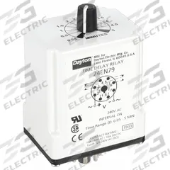 DAYTON Single Function Time Delay Relay: Socket Mounted, 240V AC, 10 A, 8 Pins/Terminals, Interval (MPN 24EN79). Key specifications — Brand: DAYTON.