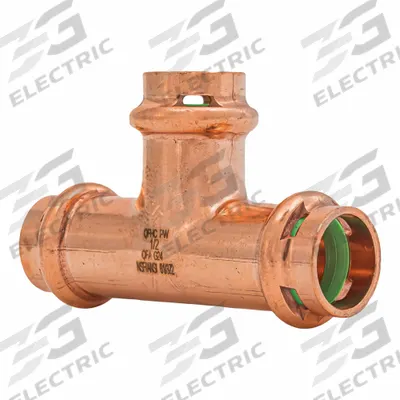QUICKFITTING SUREPRESS Press Copper Tee: 1/2 in CTS x 1/2 in CTS x 1/2 in CTS size - Plumbing Copper & Bronze Press Tube Fittings with Seal Window