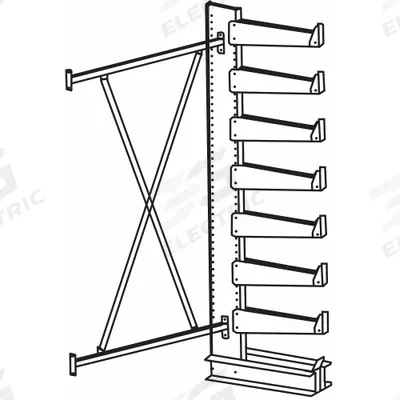 JARKE Cantilever Rack: Add-On, Medium-Duty, 74 3/4 in x 21 1/4 in x 84 in - Medium-Duty Bolt-On Cantilever Rack Kits