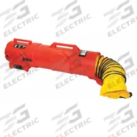 AIR SYSTEMS INTERNATIONAL Confined Space Fan: 12 V DC, 8 in Duct Dia, 1/4 hp Horsepower, Red (MPN CVF-25DCAN). Key specifications — Brand: AIR SYSTEMS INTERNATIONAL; Includes: 25 ft Duct Canister; Operating Voltage: 12 V DC with Vehicle Battery Hookups.