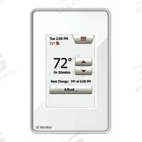 THERMOSOFT Electric Floor Heater Thermostat: 3 3/16 in Overall Wd, 120/240V AC, 41° to 104°F, 7-Day (MPN UDG4-4999). Key specifications — Thermostat Control Type: Touch Screen; Voltage: 120/240V AC; Thermostat Control Range: 41° to 104°F; Includes: Floor Sensor; Brand: THERMOSOFT.
